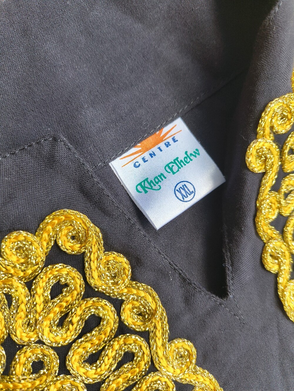 Embroidered Black Tunic Top with Yellow Detail - Picture 2 of 2